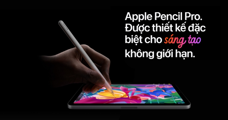 Sáng tạo hơn cùng Apple Pencil Pro với iPad Mini 7 2024 WiFi 512GB - Chính hãng Apple VN