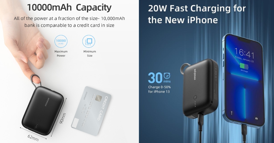 SẠC DỰ PHÒNG INNOSTYLE POWERGO MINI 10000MAH 22.5W TÍCH HỢP CÁP USB-C IP22PDBLK