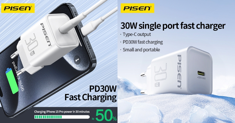 Sạc PISEN QUICK - Vivid USB-C 30W GaN (EU)