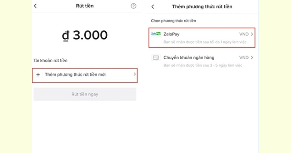 Bạn hãy Rút tiền và chọn phương thức rút