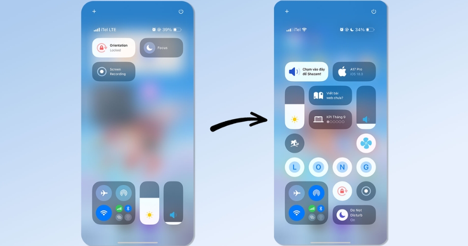 Tùy chỉnh Control Center iOS trên 18 bằng Colorful Widget