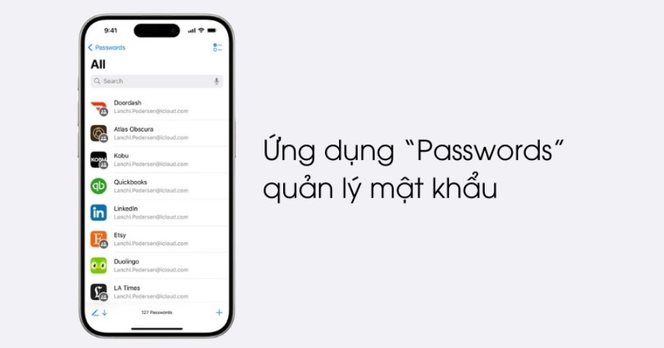 Ứng dụng quản lý mật khẩu mới (Passwords)