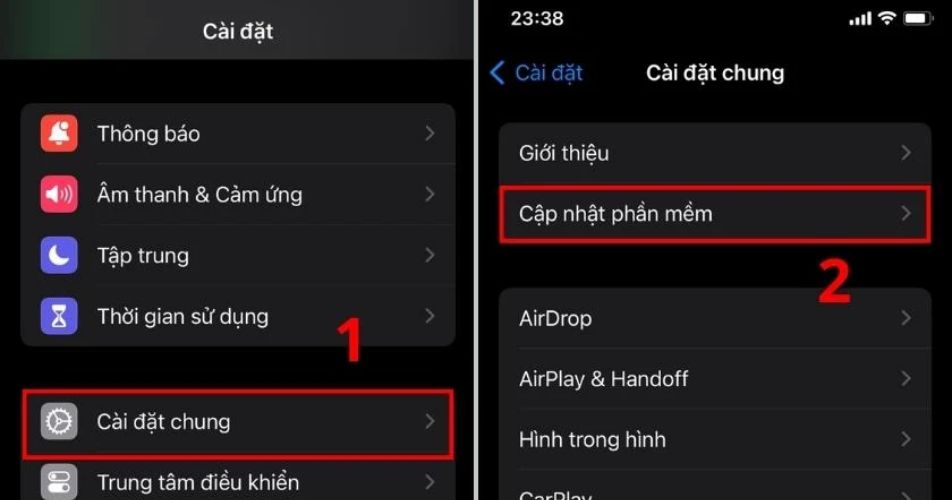Cập nhật iOS khi gặp lỗi Panic Full iPhone