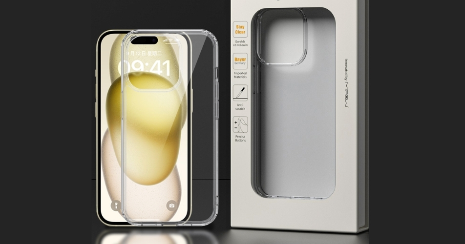 Ốp Lưng iPhone 15 Mipow Tempered Transparent Case – PS15A thiết kế trong suốt