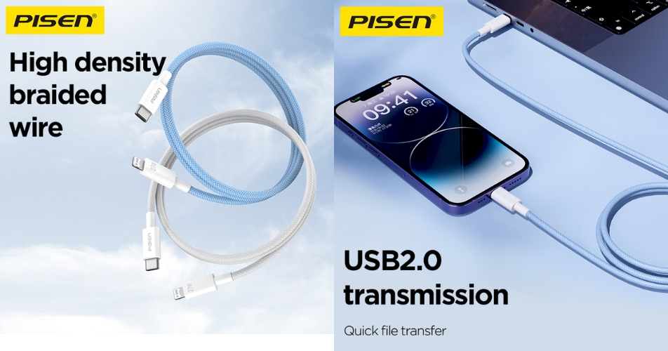 Cáp sạc Pisen Quick - Vivid Lightning USB-C 1m, Grey Cloud CL-PD10-1000