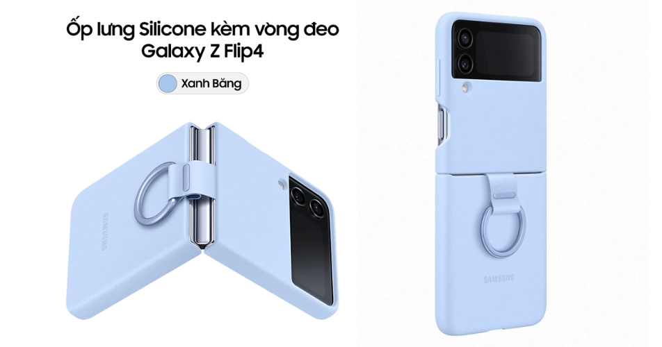 ỐP LƯNG SILICONE SAMSUNG Z FLIP4 KÈM VÒNG ĐEO XANH NGỌC