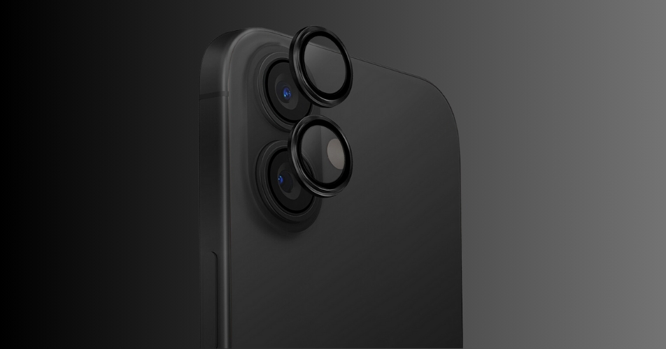 Kính bảo vệ camera UNIQ OPTIX IPHONE 16 (2024) 6.1/6.7 ALUMINIUM CAMERA LENS PROTECTOR - MIDNIGHT (BLACK) được trang bị lớp phủ chống trầy xước