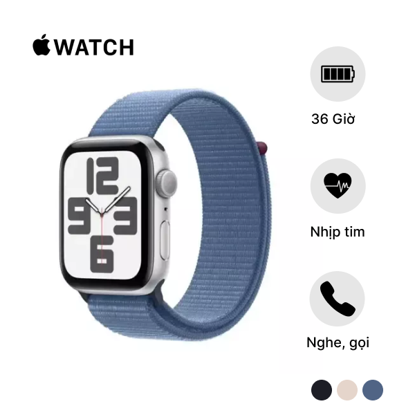  Apple Watch SE 2023 (GPS) 44mm Viền Nhôm, Dây Sport Loop Chính Hãng 