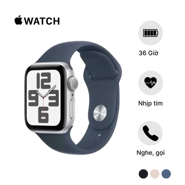  Apple Watch SE 2023 (LTE) 40mm Viền Nhôm, Dây Cao Su Chính Hãng S/M 