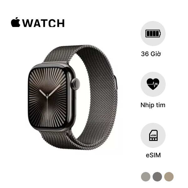  Apple Watch Series 10 LTE 46mm Viền Titan Dây Thép Size M/L 