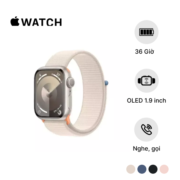 Apple Watch Series 9 (LTE) 45mm Viền Nhôm, Dây Sport Loop Chính Hãng