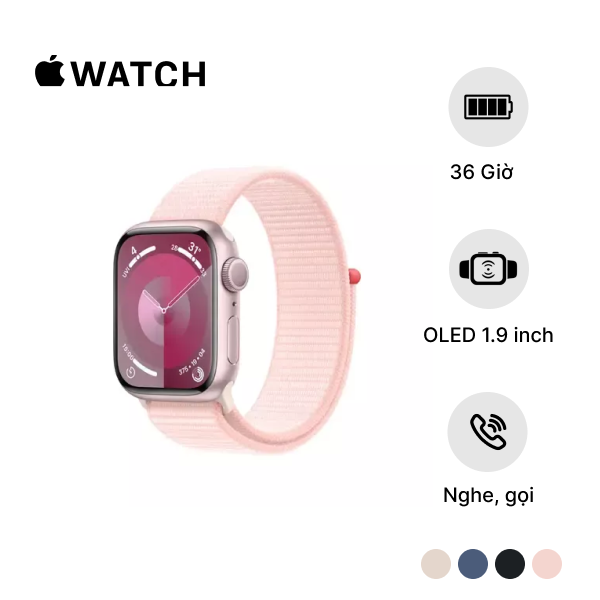  Apple Watch Series 9 (GPS) 41mm Viền Nhôm, Dây Sport Loop Chính Hãng 